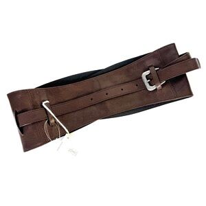 BRUNELLO CUCINELLI Wide Leather Harness Corset Belt NEW Size S Brown VERY RARE